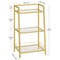 Gold Tempered Glass Bathroom Shelf with 3 Tiers and Guardrails